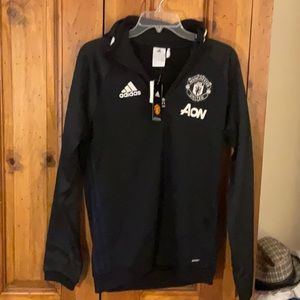 Adidas Mens Manchester United 1/4 zip fleece hoodie